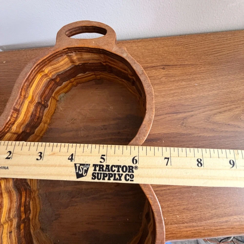Vintage Handcrafted Wood Bowl Rustic Centerpiece Fruit Catchall Decor